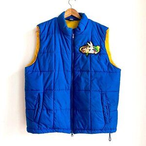 Vintage Warner Bros Studio Store Blue Bugs  Bunny Taz Patchwork Vest L